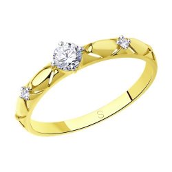 Кольцо из желтого золота с фианитами (Арт.017538-2)