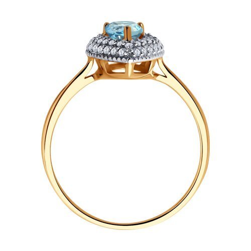 Кольцо из золота с аквамарином и бриллиантами «Сияние Небес» Соколов (арт.6014137)