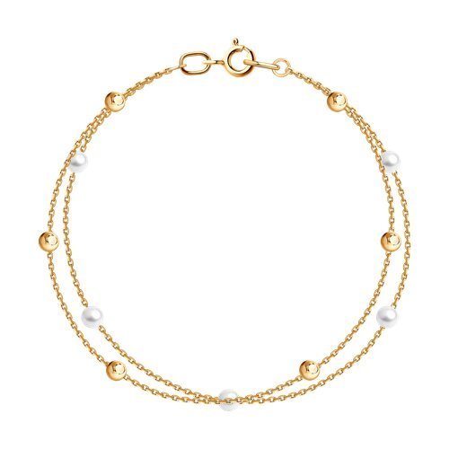 Браслет золотой пробы 585 с жемчугом (Арт.795067)