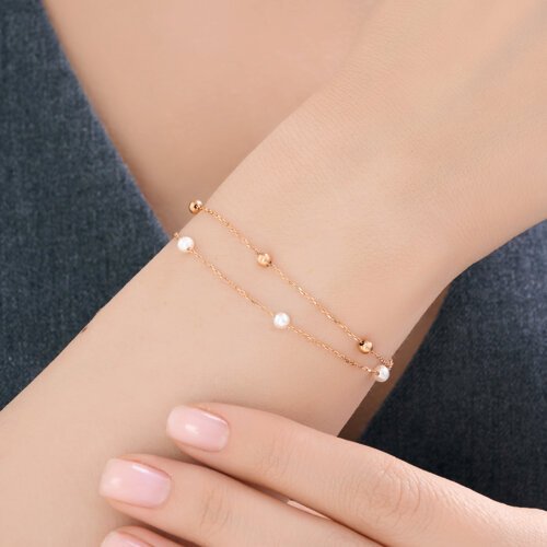 Браслет золотой пробы 585 с жемчугом (Арт.795067)