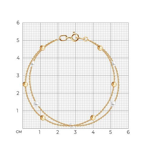 Браслет золотой пробы 585 с жемчугом (Арт.795067)