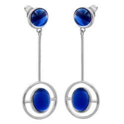 Серьги из серебра с ситаллом (Арт.cz-e02226-x-w-sap-x-x)