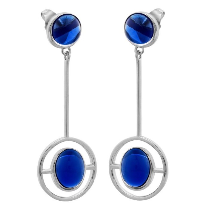 Серьги из серебра с ситаллом (Арт.cz-e02226-x-w-sap-x-x)