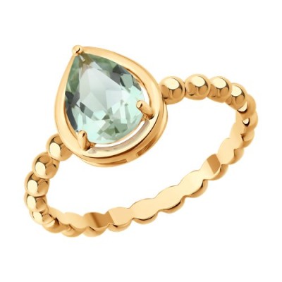 Кольцо из золочёного серебра с празиолитом «Нежная Капля» Соколов (арт.92014694)
