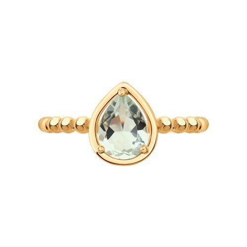 Кольцо из золочёного серебра с празиолитом «Нежная Капля» Соколов (арт.92014694)