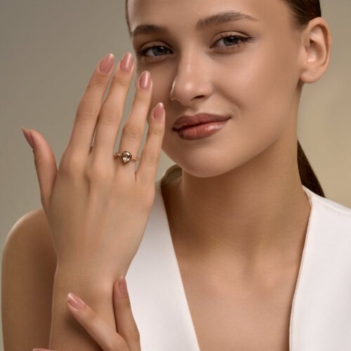 Кольцо из золочёного серебра с празиолитом «Нежная Капля» Соколов (арт.92014694)