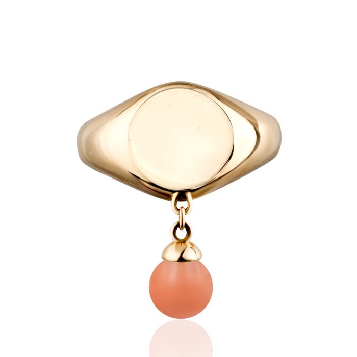 Кольцо из золота с кораллом Русские Самоцветы (Арт.88894)