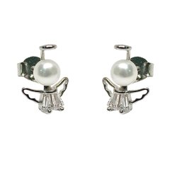 Серьги из серебра с жемчугом и фианитом (Арт.hl-e1020e12w12-x-w-ps-x-w)