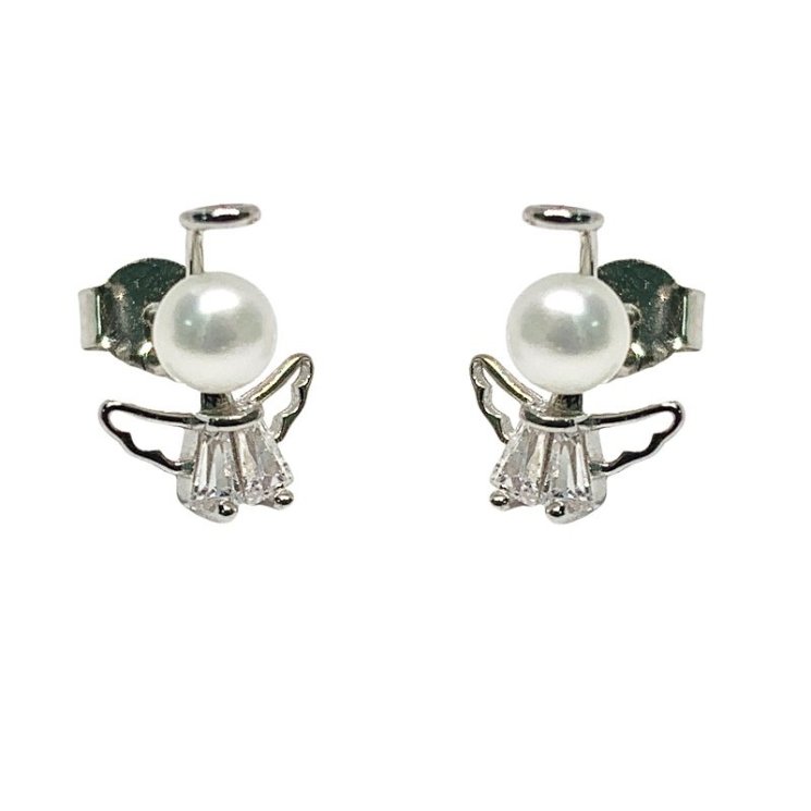 Серьги из серебра с жемчугом и фианитом (Арт.hl-e1020e12w12-x-w-ps-x-w)