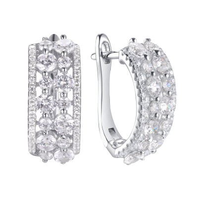 Серьги серебряные с фианитами «Spark Line» Fresh Jewelry (арт.PD-E00597-X-W-X-X-W)