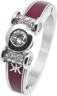 Кольцо из белого золота с бриллиантом и эмалью (Арт.4667dl13wg)