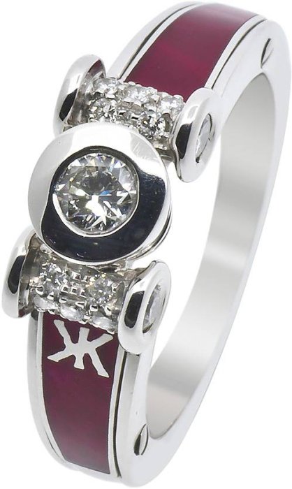 Кольцо из белого золота с бриллиантом и эмалью (Арт.4667dl13wg)