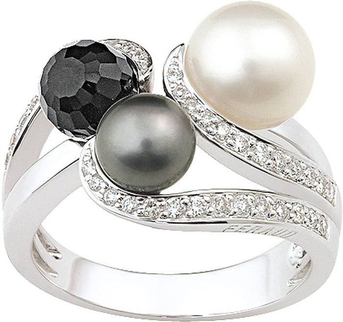 Кольцо из белого золота с бриллиантом и жемчугом (Арт.se080gdnb)
