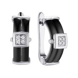Серьги из серебра с керамикой и фианитом (Арт.tc-e00662-b-w-x-x-w)