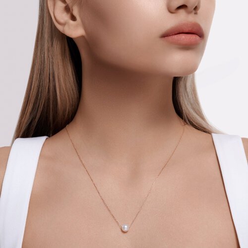 Колье золотое пробы 585 с жемчугом (Арт.797084)