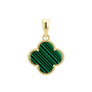 Кулон серебряный с малахитом «Lucky Clover» Fresh Jewelry (арт.TC-P00206-X-L-Mal-X-X)