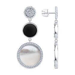 Серьги из серебра с миксом камней (Арт.94-322-02320-1)