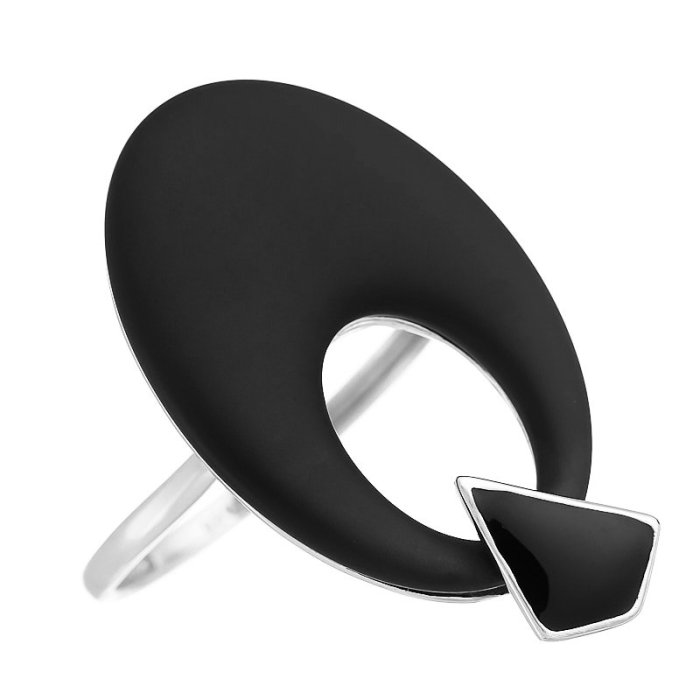 Кольцо из серебра с керамикой и эмалью (Арт.tm-r1116-1-b-w-x-b-x)