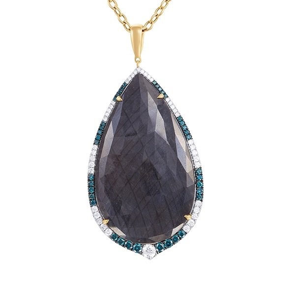 Цепь с бриллиантами и корундом «Ночной Океан» золото 585 My Jewels (арт.MP52231)