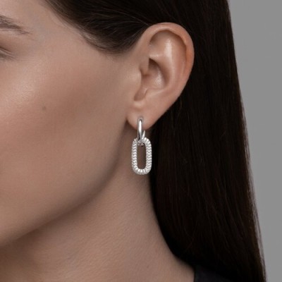 Серьги из серебра с фианитами «Искристый Овал» Соколов (арт.9402)