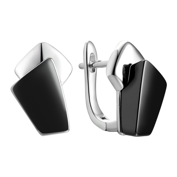 Серьги из серебра с керамикой (Арт.tc-e02455-b-w-x-x-x)