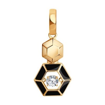 Подвеска из золочёного серебра с фианитом и эмалью (Арт.93-130-01866-1)