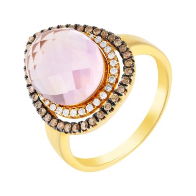 Кольцо из золота с аметистом и бриллиантом (Арт.r34264_dn_am_yg)