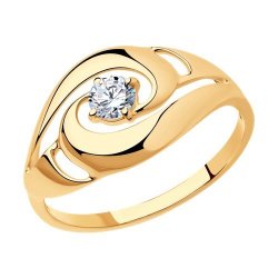 Кольцо из золочёного серебра с фианитом (Арт.93010598)