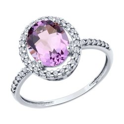 Кольцо из серебра с аметистом и фианитами (Арт.94-310-01999-2)