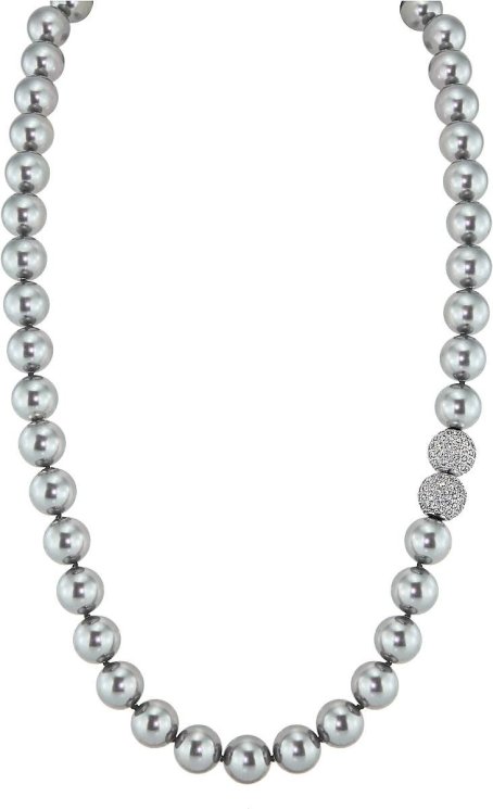 Ожерелье из серебра с жемчугом и кристаллом swarovski (Арт.32l-sk-28)