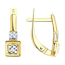 Серьги из желтого золота с алмазной гранью (Арт.027674-2)