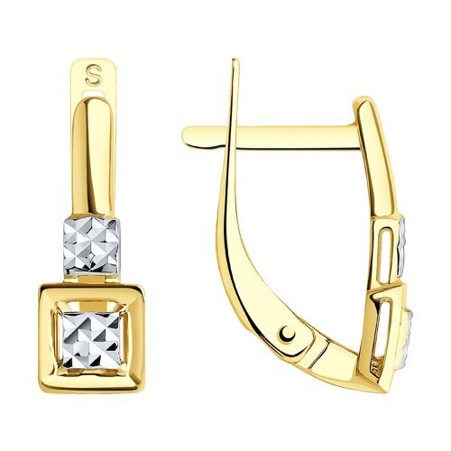 Серьги из желтого золота с алмазной гранью (Арт.027674-2)