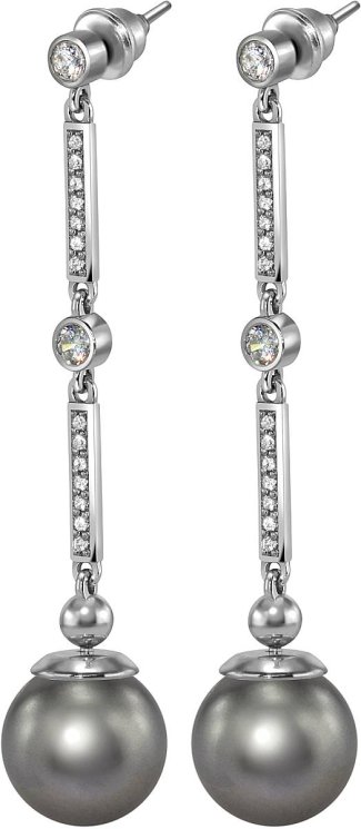 Серьги из серебра с жемчугом и кристаллом swarovski (Арт.aas-5-12-31-s)
