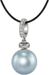 Кулон из серебра с жемчугом и кристаллом swarovski (Арт.abp-2-12-27-s)