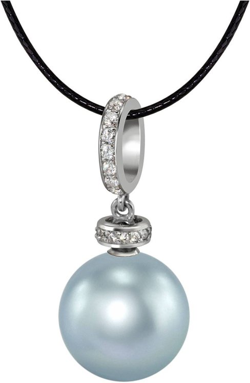Кулон из серебра с жемчугом и кристаллом swarovski (Арт.abp-2-12-27-s)