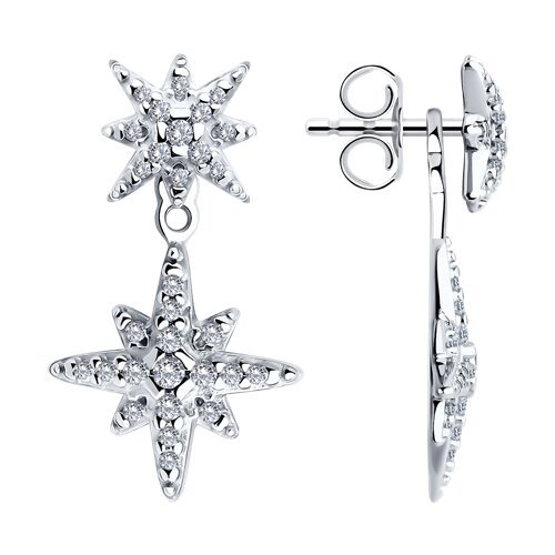 Серьги из серебра с фианитами (Арт.94026400)