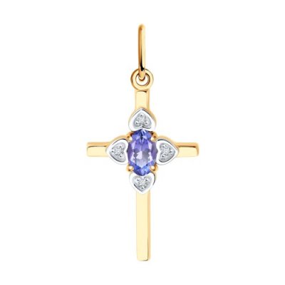 Подвеска из золота с бриллиантами и танзанитом (Арт.6034173)