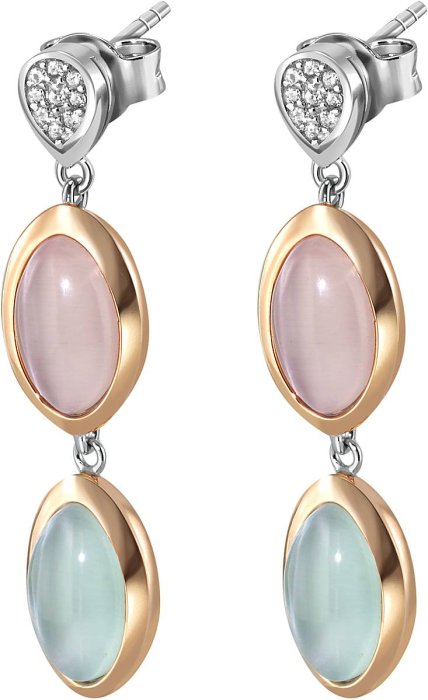 Серьги из серебра с кошачим глазом и куб. цирконием (Арт.fas-2-1-2-r)