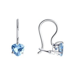 Серьги из серебра с голубыми фианитами (Арт.94020578)