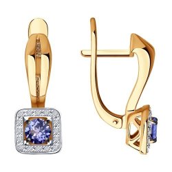 Серьги из золота с бриллиантами и танзанитами (Арт.6024079)