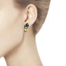 Серьги из золота с синими и зелеными фианитами (Арт.027090)