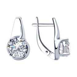 Серьги из серебра с фианитами (Арт.94023425)