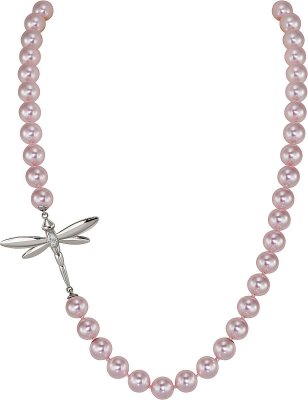 Ожерелье из серебра с жемчугом и куб. цирконием (Арт.l25-df28-s-13)