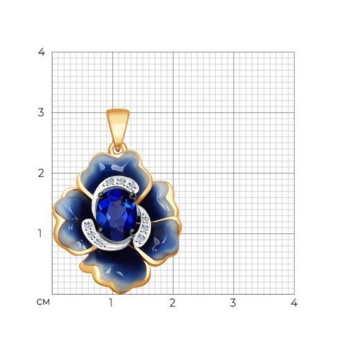 Подвеска из комбинированного золота с эмалью и бриллиантами и сапфиром (Арт.6039029)
