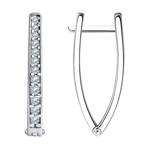 Серьги из серебра с фианитами «Линия сияния» Соколов (арт.9402)