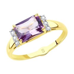 Кольцо золотое пробы 585 с аметистом (Арт.716090-2)