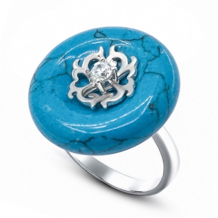 Кольцо Серебряные крылья (Арт.21sr000801c-1-96_biryuzapr_kubcirkonii_60)