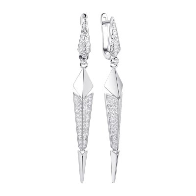 Серьги из серебра с фианитом (Арт.cz-e00893-x-w-x-x-w)