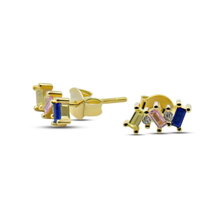 Серьги серебряные с кубическим цирконием «Крылья цвета» Myjewels (арт.0220)