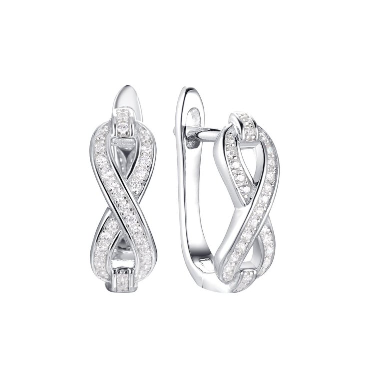 Серьги из серебра с фианитом (Арт.cz-e02233-x-w-x-x-w)